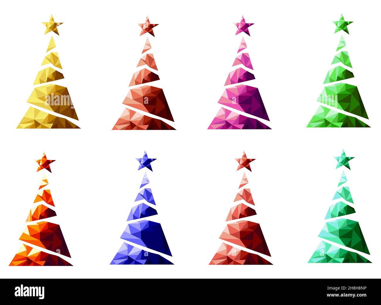 Basso Poly Christmas Tree Set di 8 Illustrazione Vettoriale