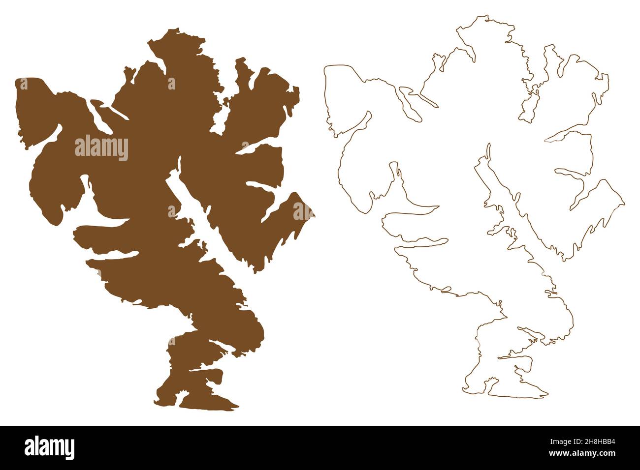 Isola di Clarence (Repubblica del Cile, America del Sud e dell'America Latina, Arcipelago di Tierra del Fuego) illustrazione vettoriale, schizza mappa Isla Clarence Illustrazione Vettoriale
