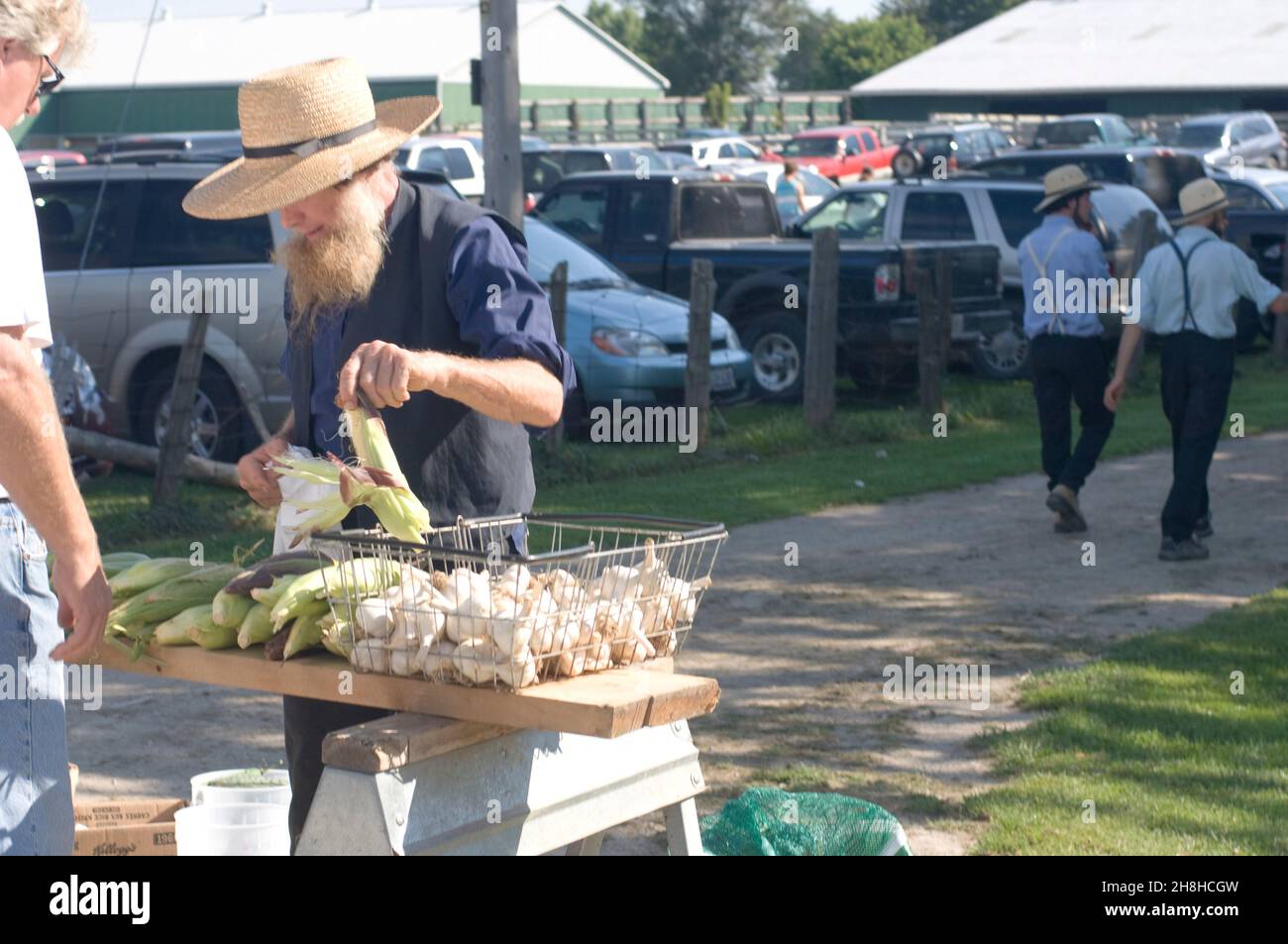 Stallo mennonite al mercato Keady in Ontario Canada Foto Stock