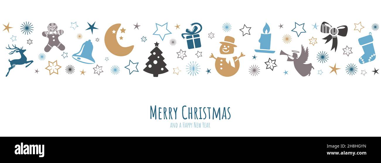 banner vettoriale eps con saluti natalizi con simboli astratti di Natale per concetti natalizi e invernali e Capodanno Illustrazione Vettoriale