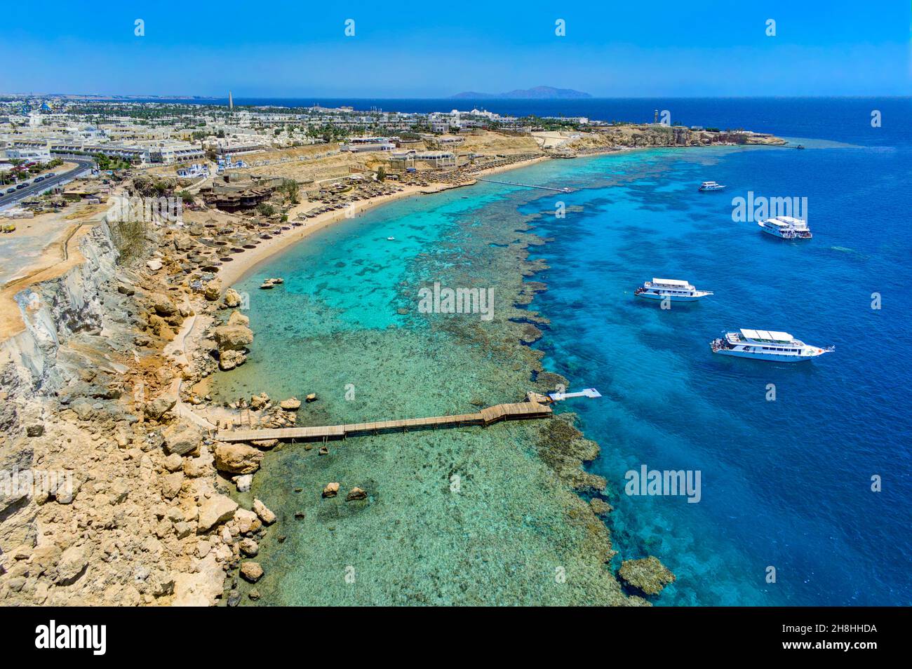 Egitto, Sinai, Sharm-el-Sheikh, Ras Umm Sid spiaggia (vista aerea) Foto Stock