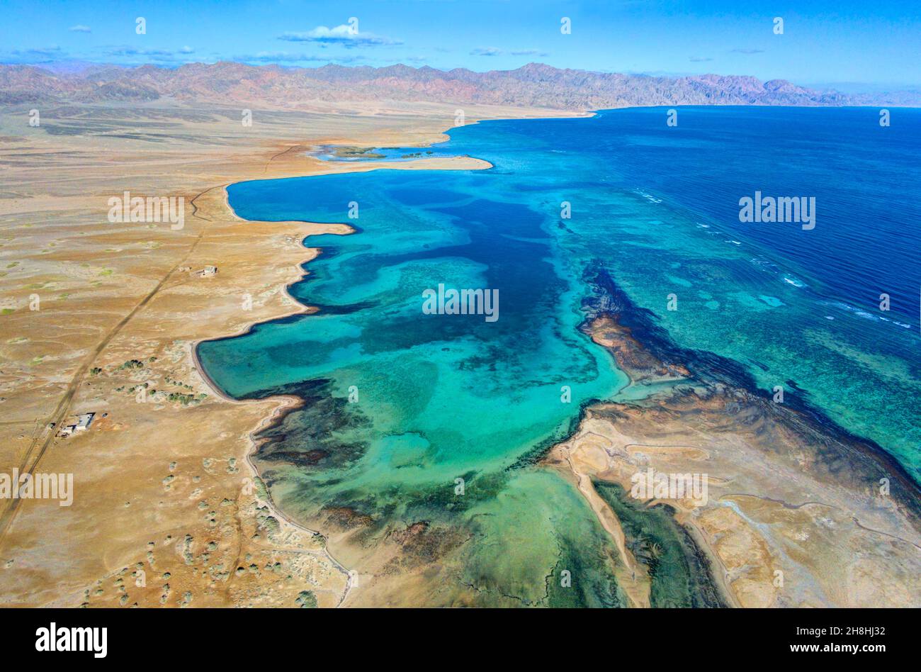 Egitto, Sinai, Sharm-el-Sheikh, area protetta di Nabq (vista aerea) Foto Stock