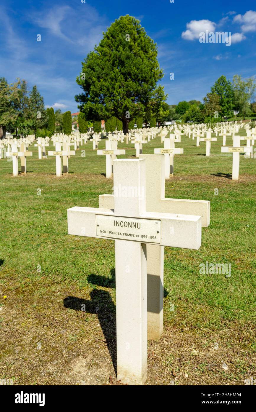 Francia, Mosa, Bar le Duc etichettato Ville d'art et d'histoire (Città d'arte e di storia), necropoli nazionale di bar le Duc, prima guerra mondiale cimitero francese Foto Stock