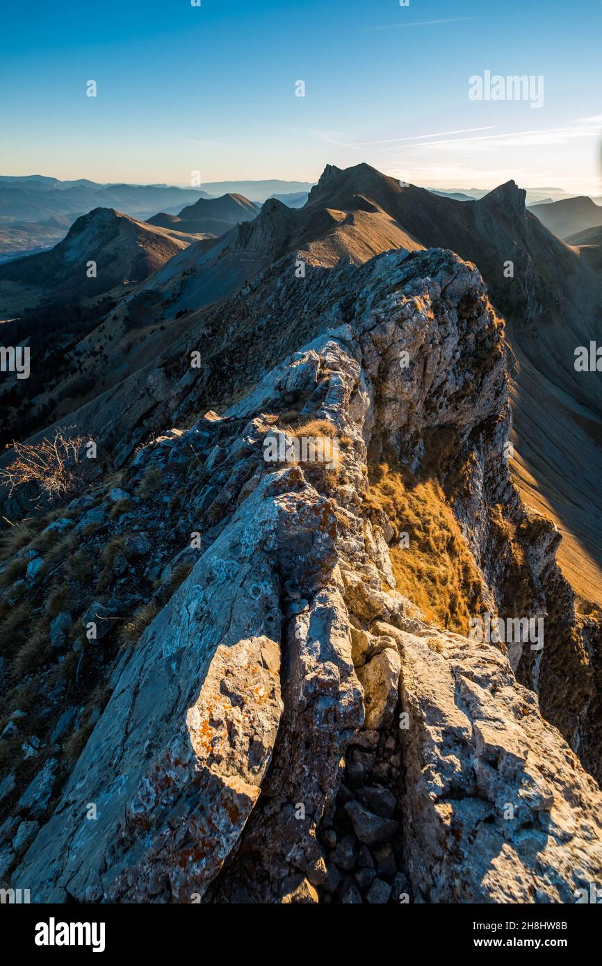 Francia, Hautes-Alpes, Gap, cresta di Gleize picco, confine tra Champsaur e Dévoluy Foto Stock