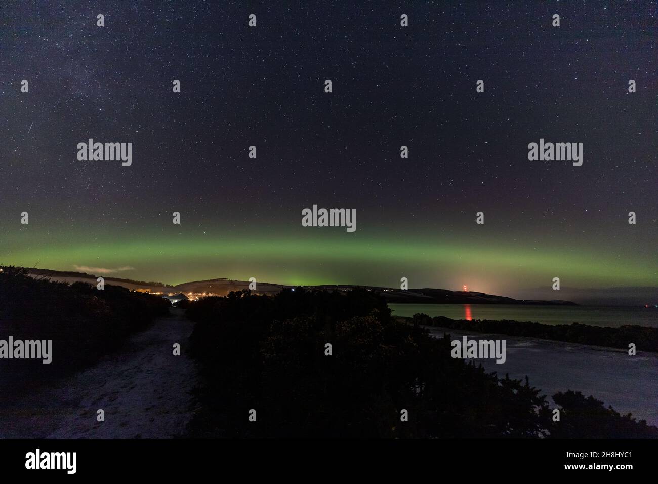 Aurora borealis (aurora boreale) nel cielo sopra le Highlands scozzesi Foto Stock