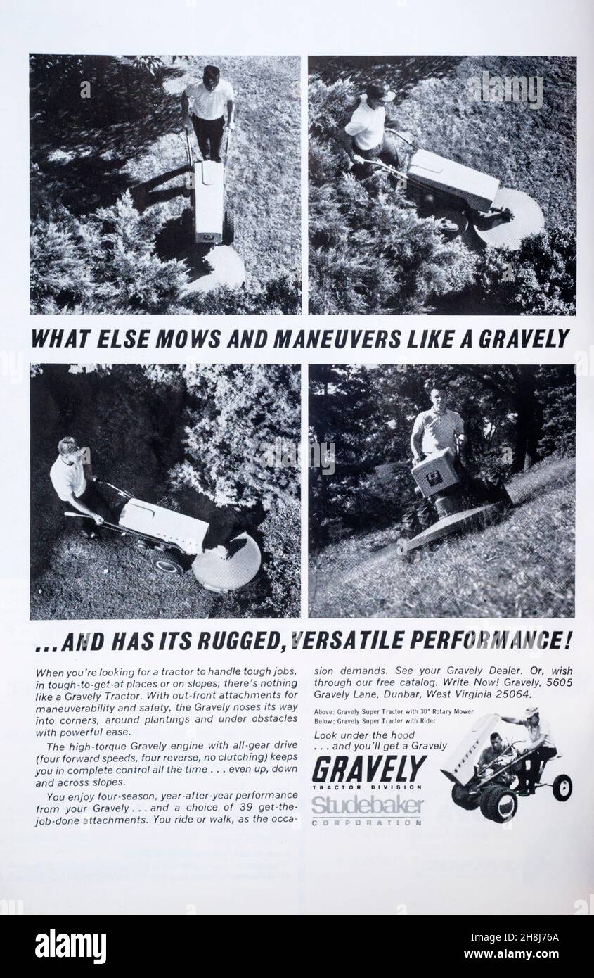 1966 Magazine advert per trattori gravamente da prato realizzati da Studebaker. Foto Stock