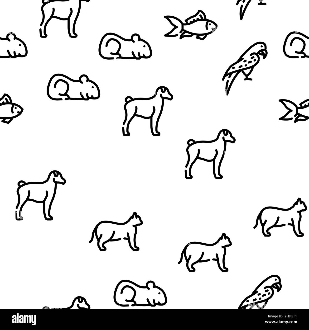 PET domestico, fattoria e Sea Aqua Vector senza cuciture Pattern Illustrazione Vettoriale