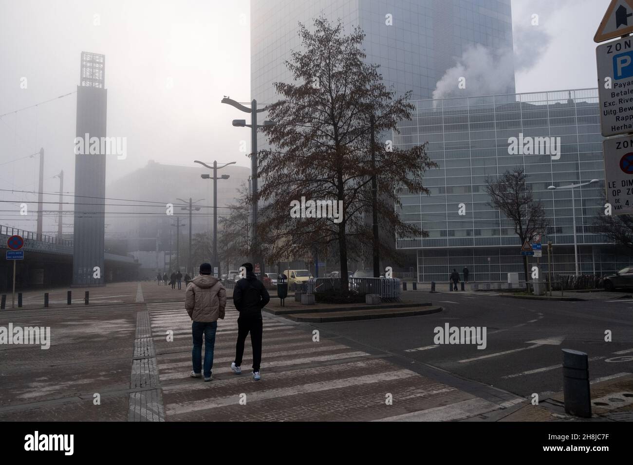 Belgio, Bruxelles. Illustrazione della vita quotidiana a Bruxelles, capitale del Belgio. Fotografia di Martin Bertrand. Belgio, Bruxelles. Illustrazione de vie Foto Stock