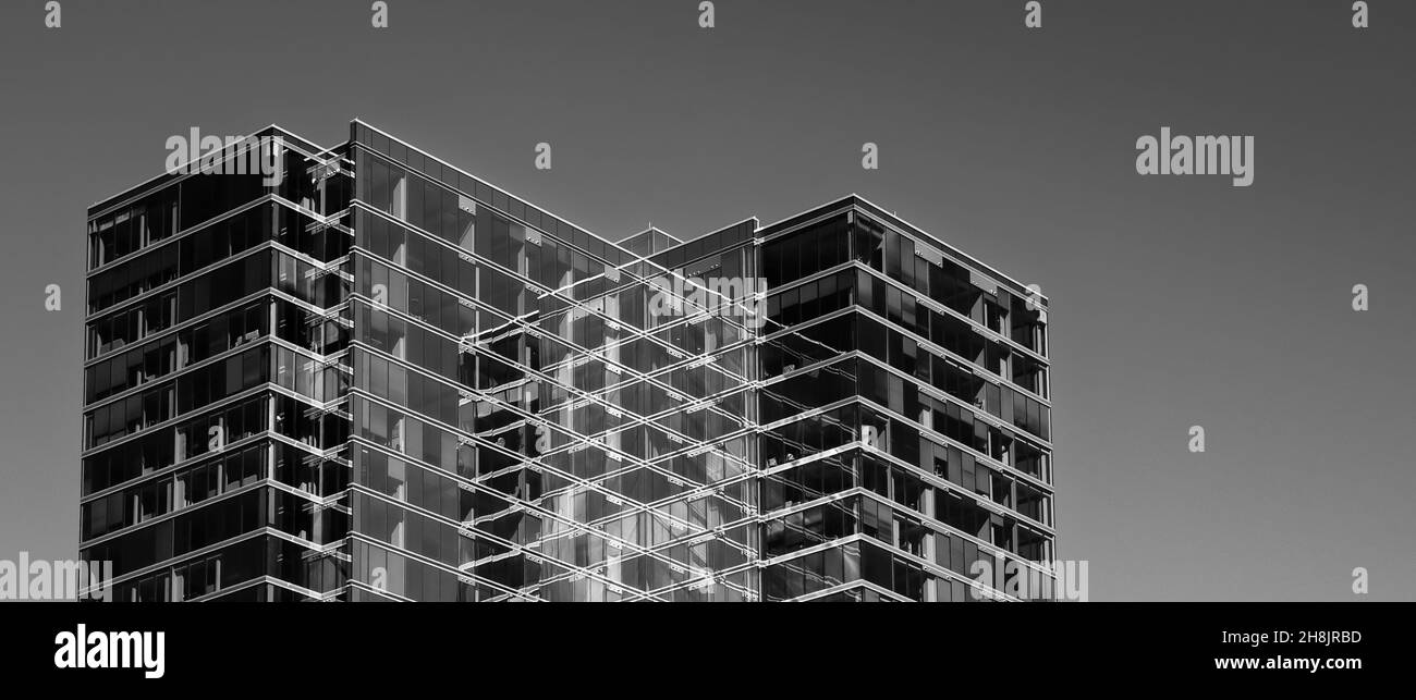 Vista dall'alto dell'edificio moderno nella parte alta di Charlotte, Carolina del Nord, Stati Uniti Foto Stock