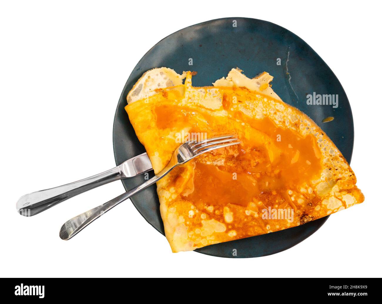 Crepe con caramello al burro salato Foto Stock