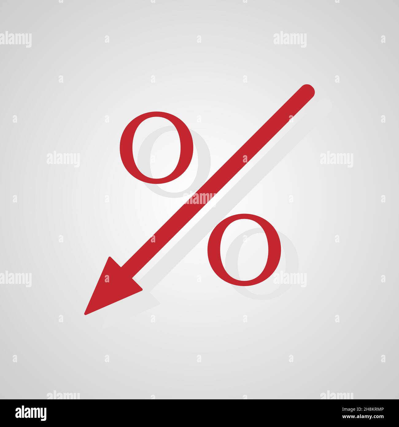 Icona di riduzione percentuale. Illustrazione Vettoriale