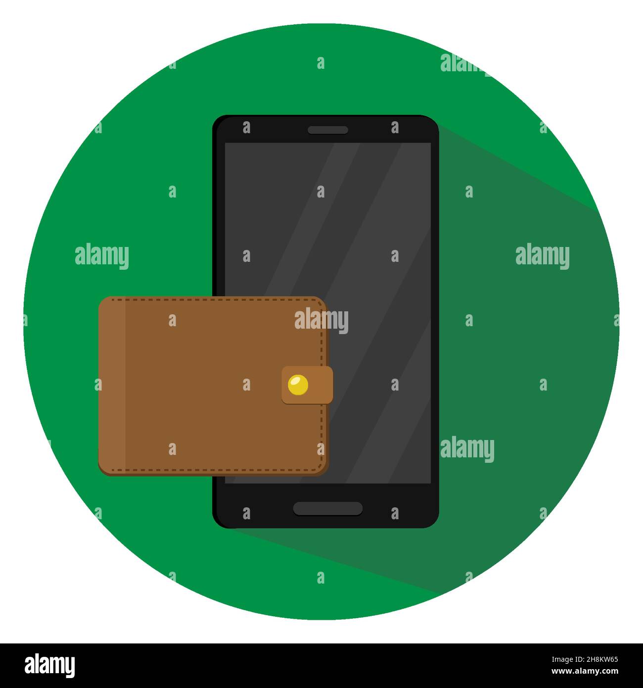 telefono cellulare con carrello, cartello per lo shopping online. Illustrazione Vettoriale