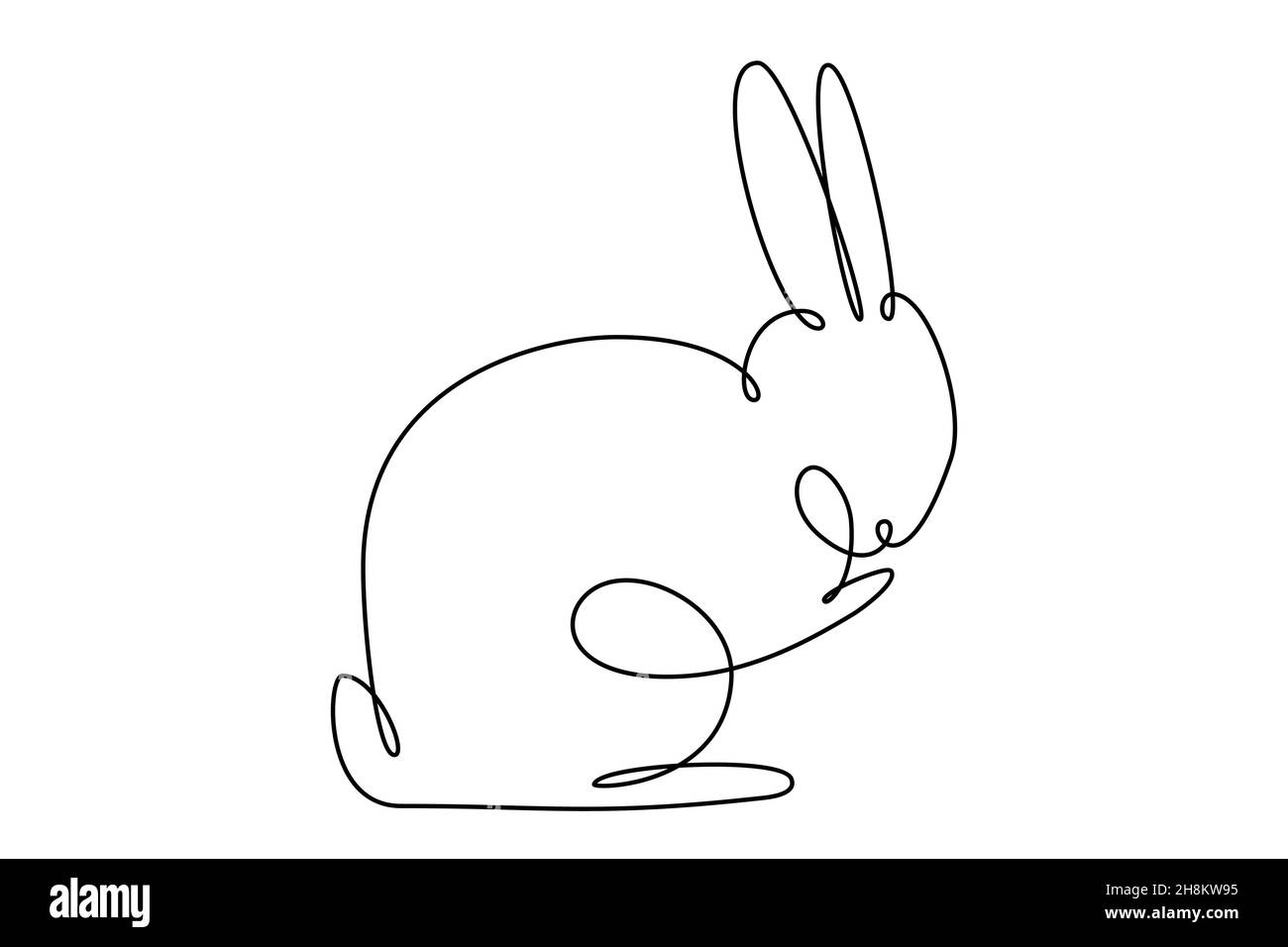 Coniglietto pasquale disegno continuo di una linea. Immagine semplice coniglio. Illustrazione vettoriale minimalista. Illustrazione Vettoriale