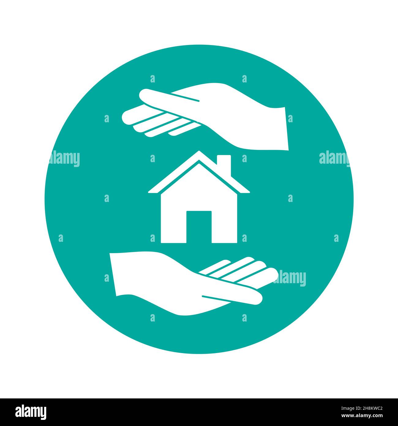 Holding House Symbol, vettore su sfondo blu Illustrazione Vettoriale