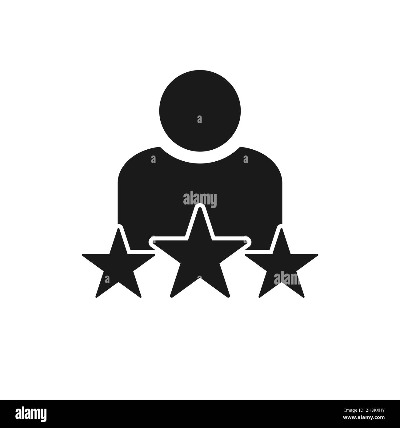 Icona di classificazione silhouette uomini con stelle, icona della linea Best employees. Persone, squadra, stella. Concetto di risorsa umana. Illustrazione vettoriale Illustrazione Vettoriale