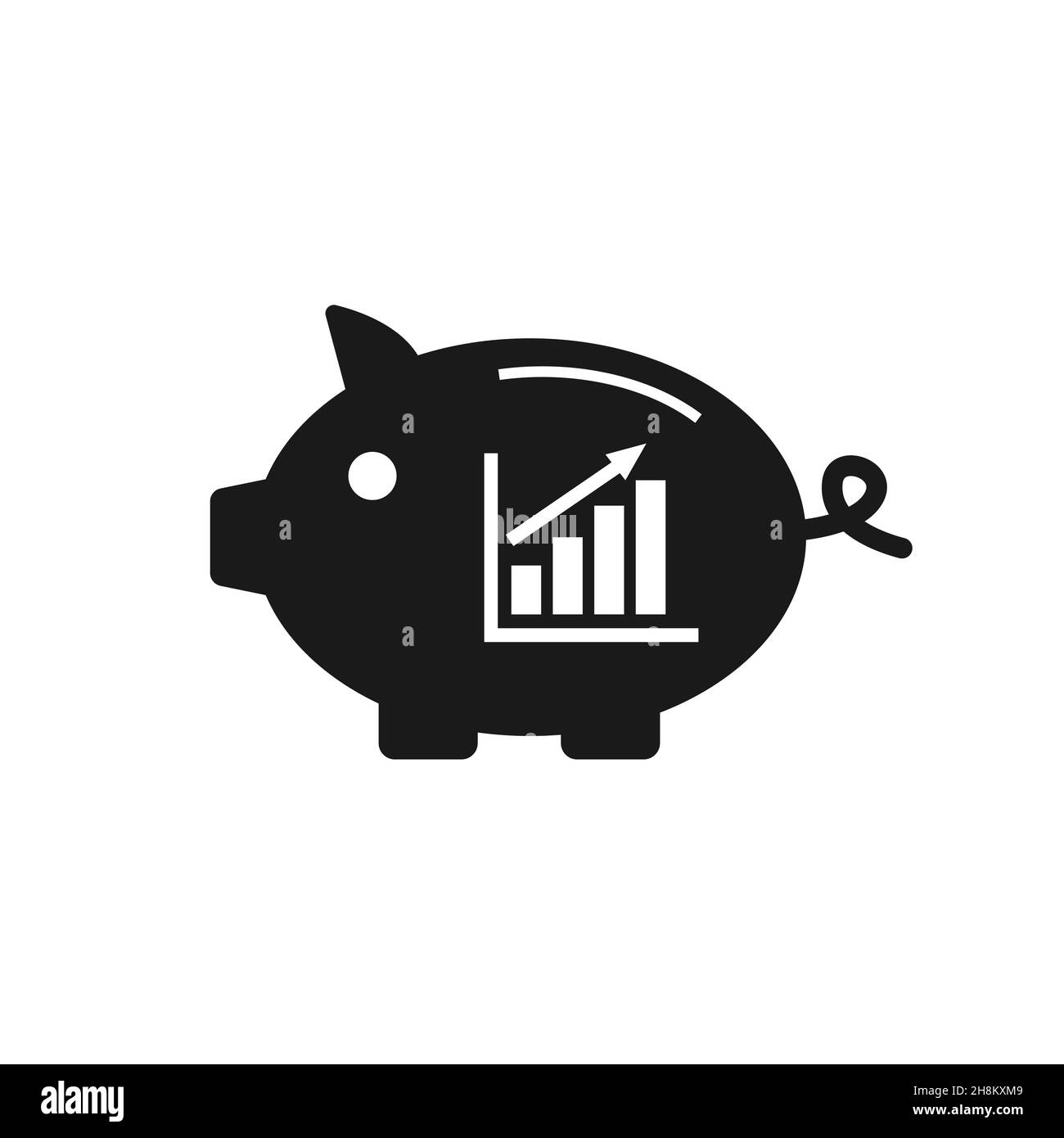 Diagramma di risparmio di denaro, Piggy banca sotto forma di un'icona vettore di maiale Illustrazione Vettoriale