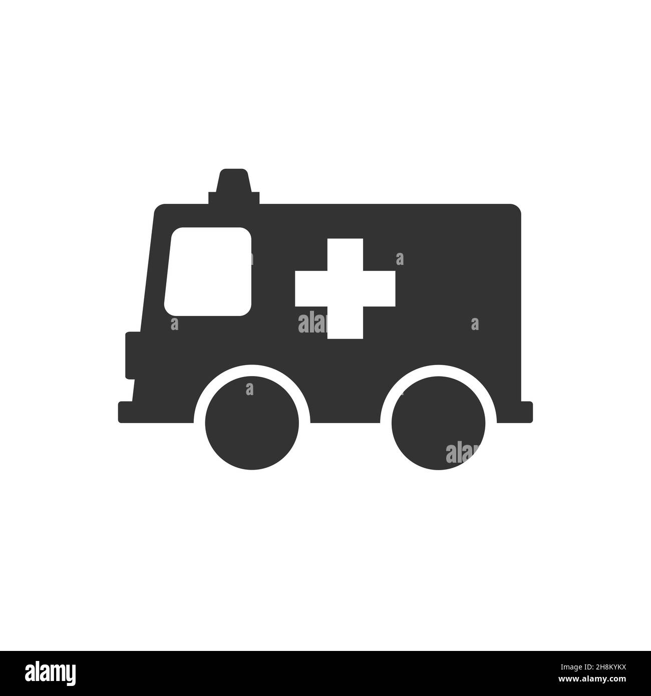 segnale vettore auto ambulanza nero. Design piatto. Illustrazione Vettoriale