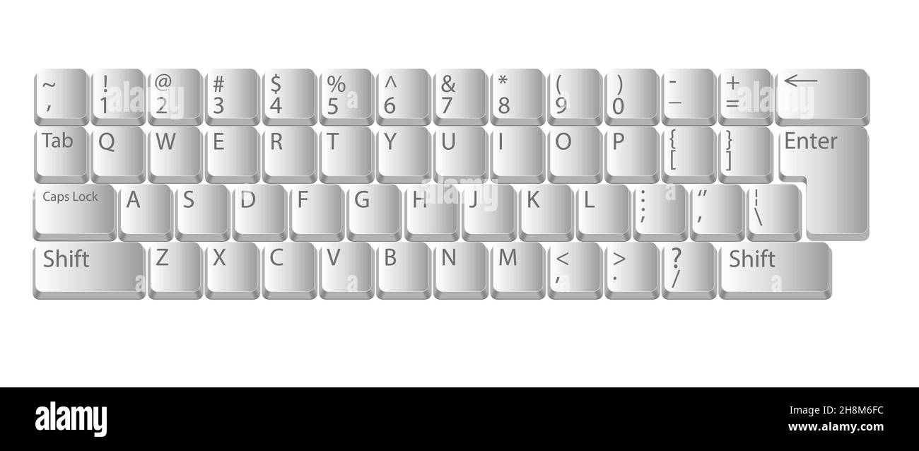 Tastiera del computer. Tastiera realistica in bianco per PC con tasti  alfabetici. Vettore Immagine e Vettoriale - Alamy