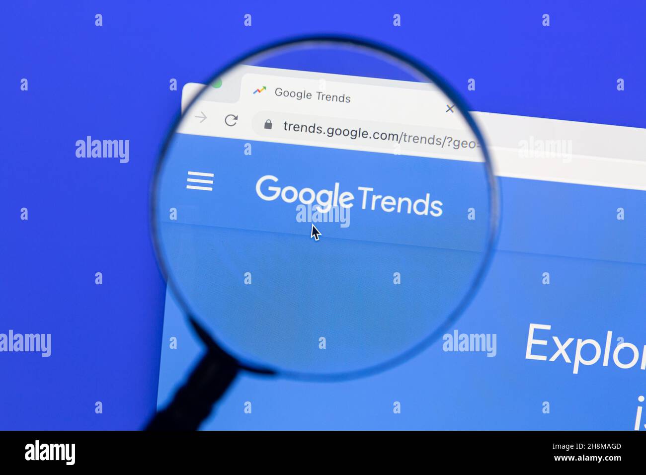Ostersund, Svezia - 14 agosto 2021 siti Web Google Trends. Google Trends è un sito web di Google che analizza la popolarità delle principali query di ricerca i Foto Stock