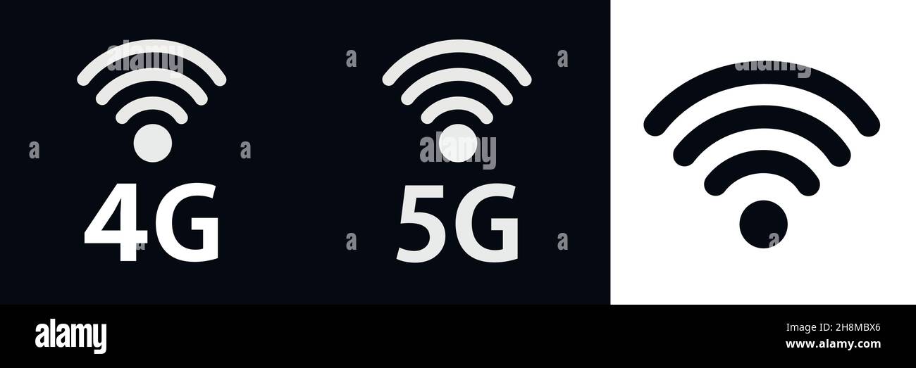 Illustrazione astratta con internet 5g. Concetto di servizio di telecomunicazione mobile senza fili. Illustrazione Vettoriale