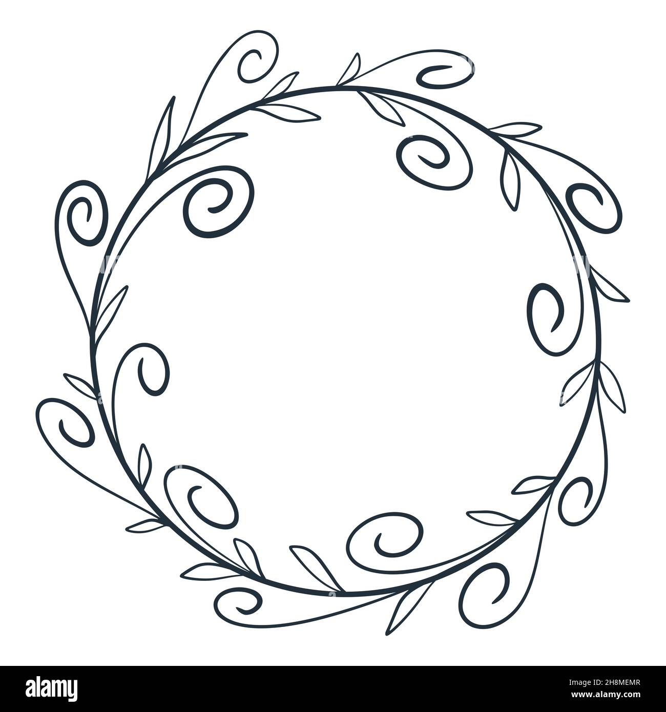 Ornamento decorativo con monogrammi e foglie in stile dboodle Illustrazione Vettoriale