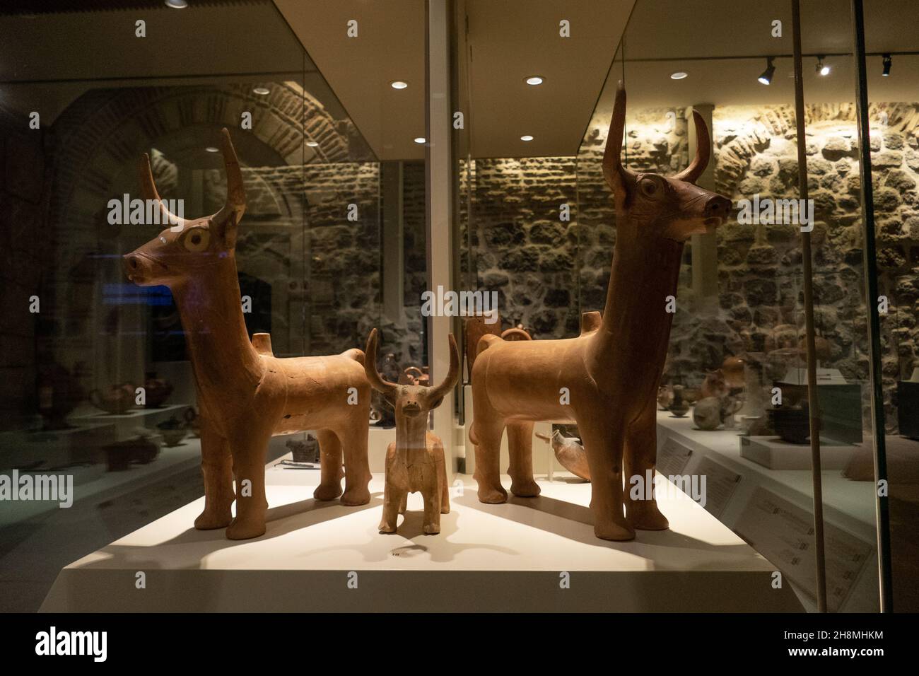 Ankara, Turchia; 7 novembre 2021: Museo delle civiltà Anatoliche sculture di tori Foto Stock