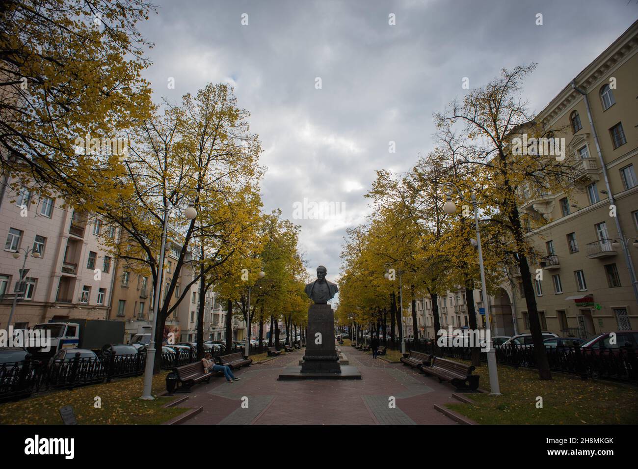 Monumento a Felix Dzerzhinsky a Minsk Foto Stock