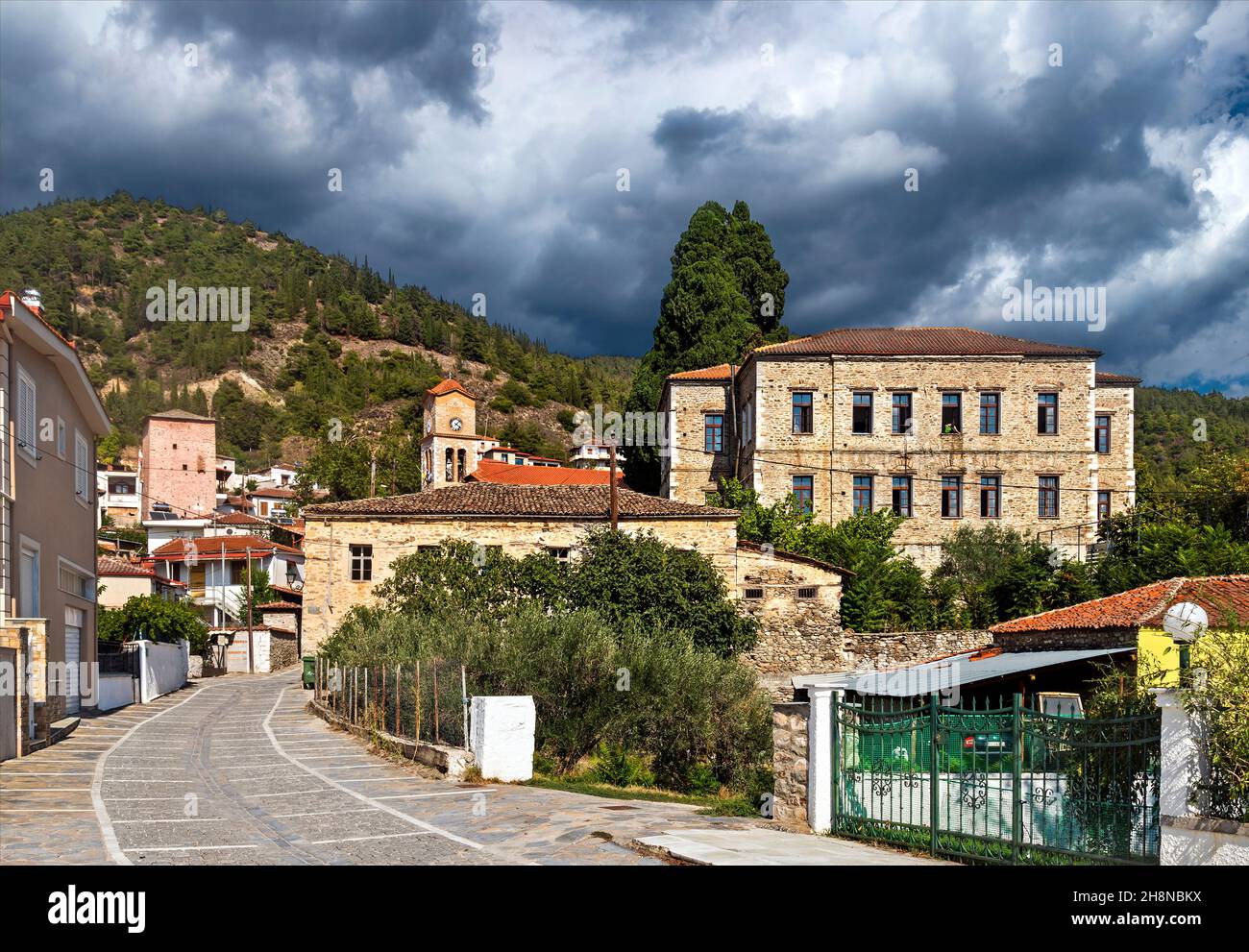 Tsaritsani villaggio, comune di Elassona, Larissa, Tessaglia, Grecia. Foto Stock
