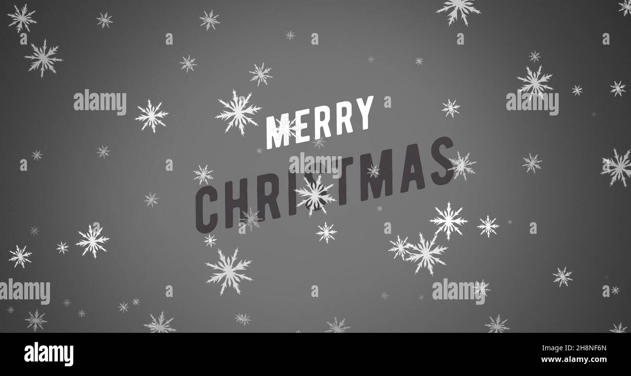 Immagine del saluto della stagione di natale su neve caduta Foto Stock