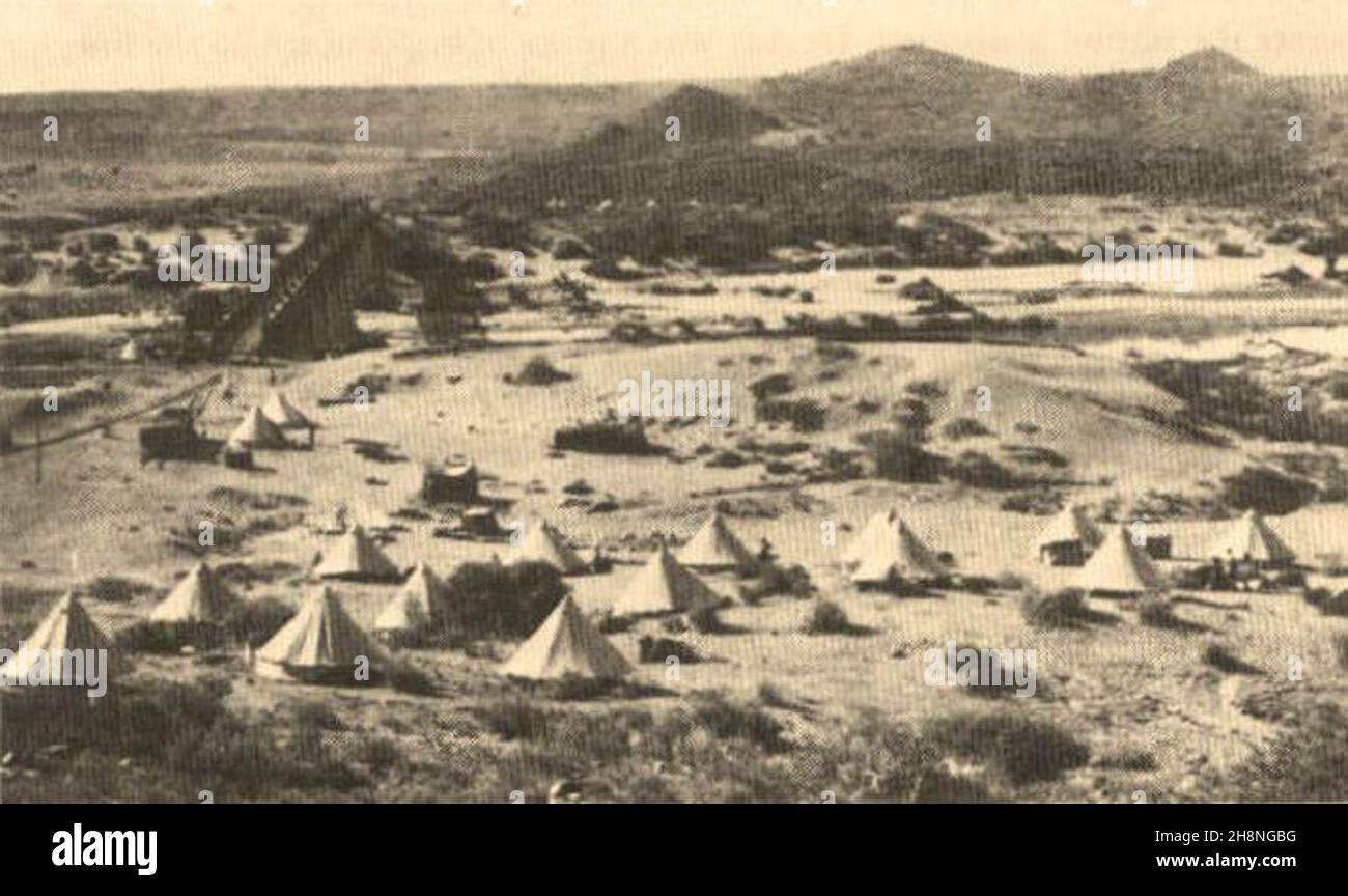La costruzione della ferrovia nel deserto Karoo nei tardi 1870s Foto Stock