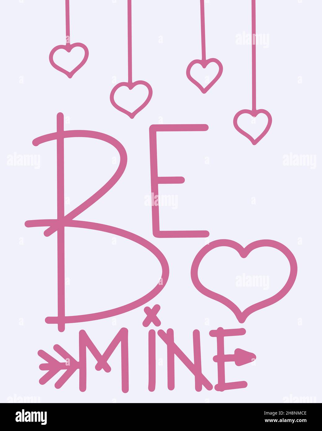 Carta regalo romantica, con un messaggio d'amore, relazione romantica, regalo, iscrizione con un elemento decorativo velato in esso, noodle stile disegnato a mano. Illustrazione Vettoriale