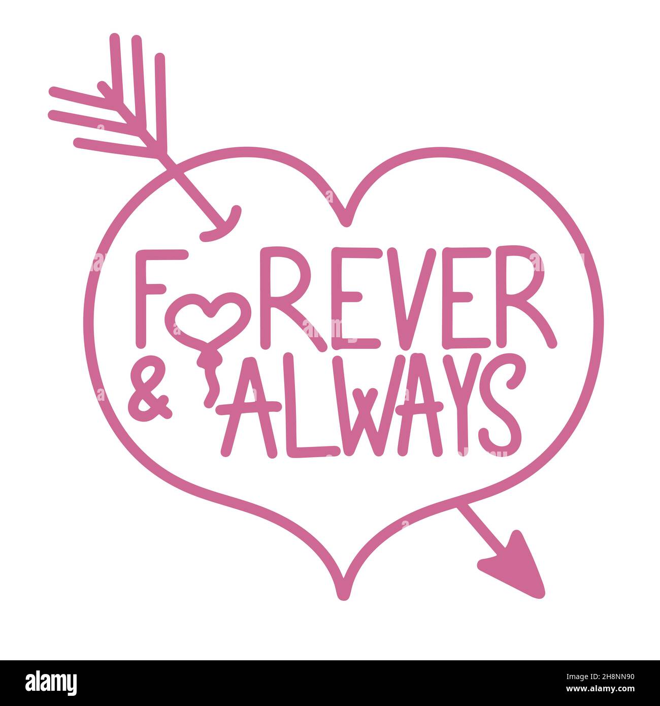 Carta regalo romantica, con un messaggio d'amore, relazione romantica, regalo, iscrizione con un elemento decorativo velato in esso, noodle stile disegnato a mano. Illustrazione Vettoriale