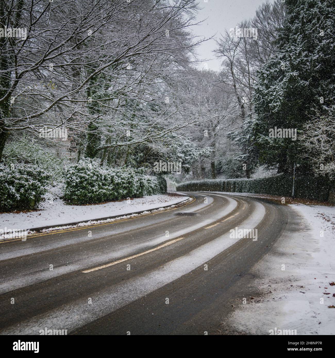 Winter Road, Waddington Road, Clitheroe, Ribble Valley, Lancashire, REGNO UNITO. Foto Stock