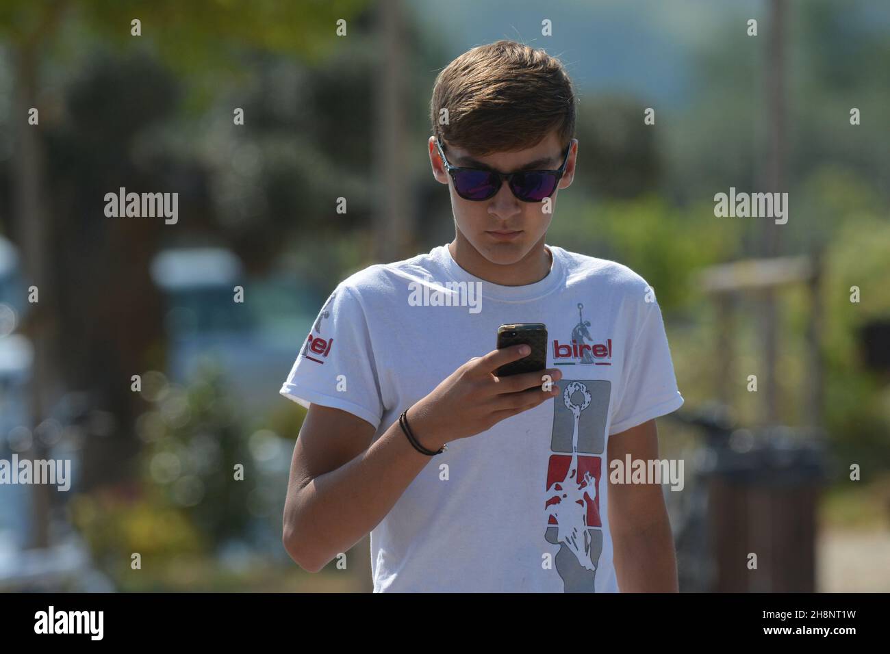 2013 la prima carriera karting di George Russell Foto Stock