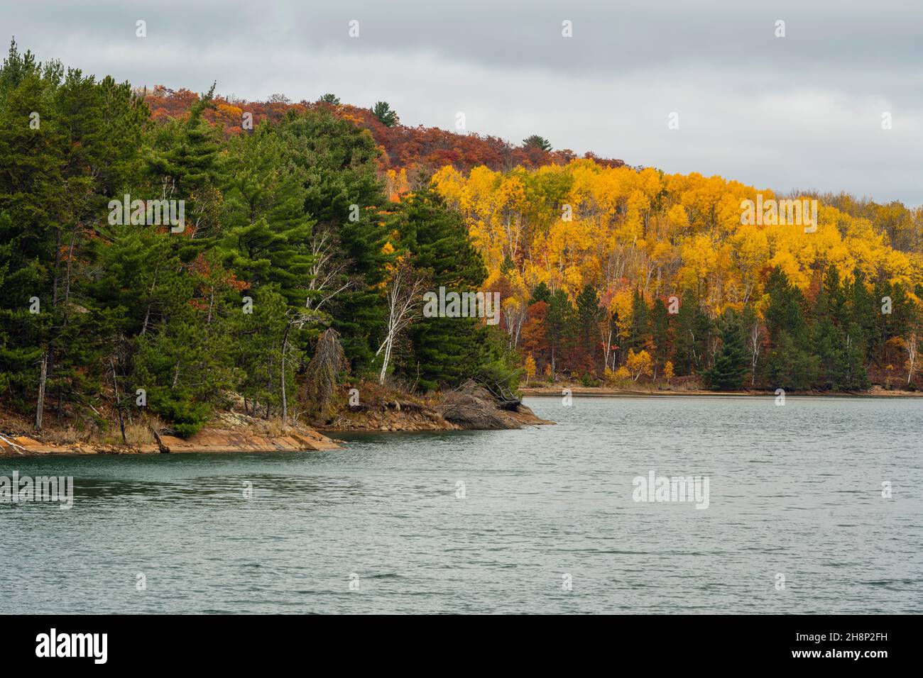 Onaping Area Mines/Mill Tailings Management System- Oxidation Reservoir, Greater Sudbury- Onaping, Ontario, Canada Foto Stock