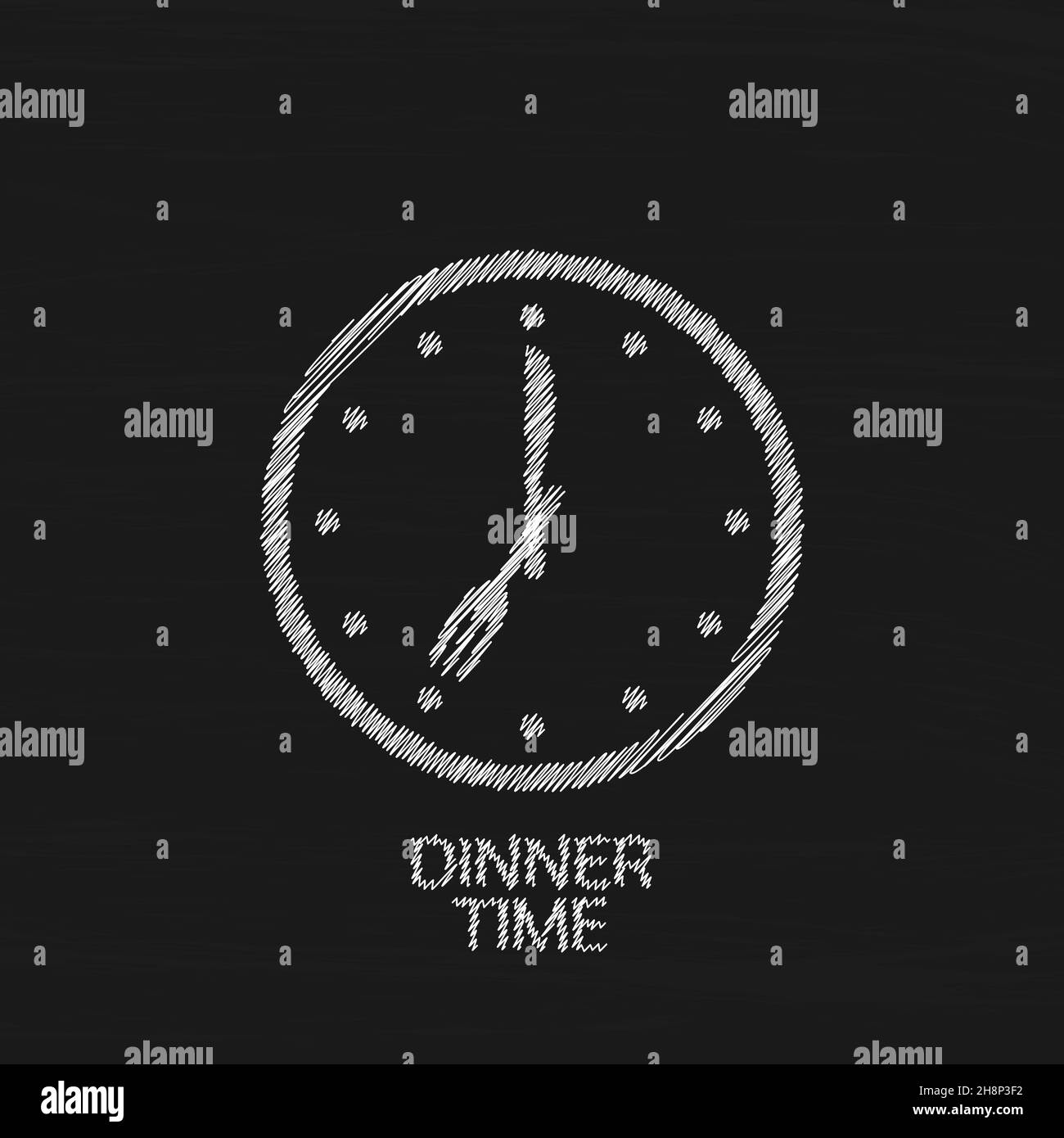 Icona vettore orario cena Orologio, forchetta, coltello per mangiare tempo Illustrazione Vettoriale