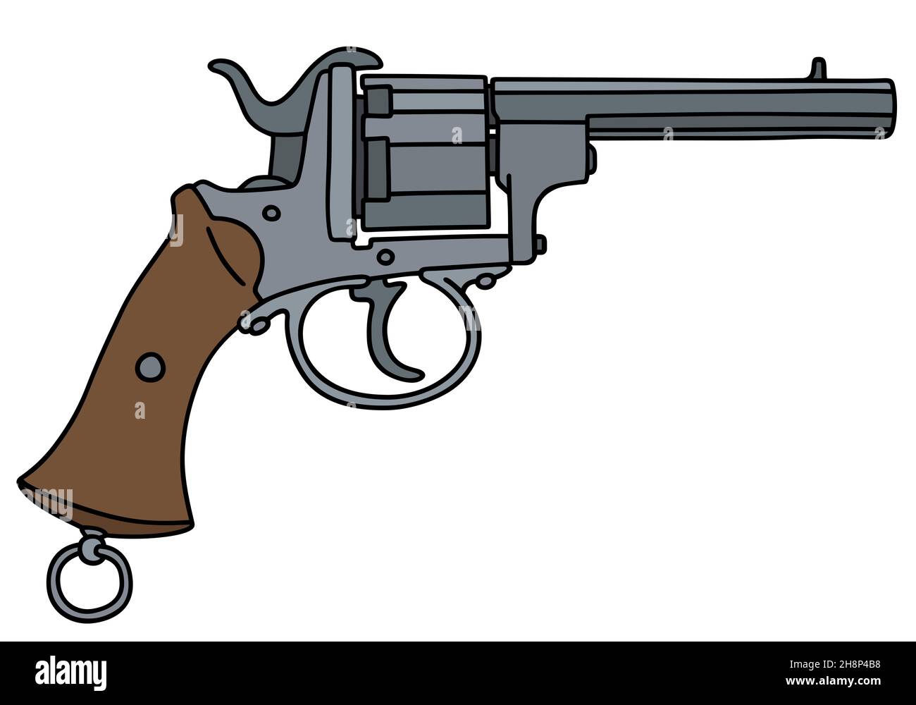Disegno a mano di un revolver vintage Foto Stock