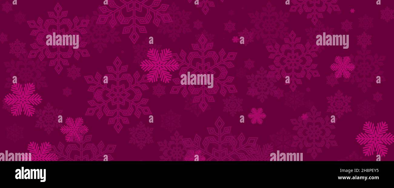 Bella bandiera di natale con fiocchi di neve. Buon Natale e felice anno nuovo banner di saluto Foto Stock