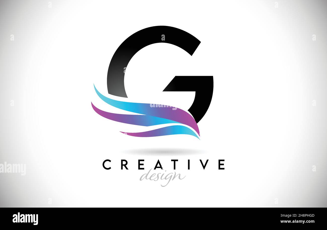 Logo lettera G con sfumature creative. Elegante design Letter G creativo con icona Vector viola colorata. Illustrazione Vettoriale