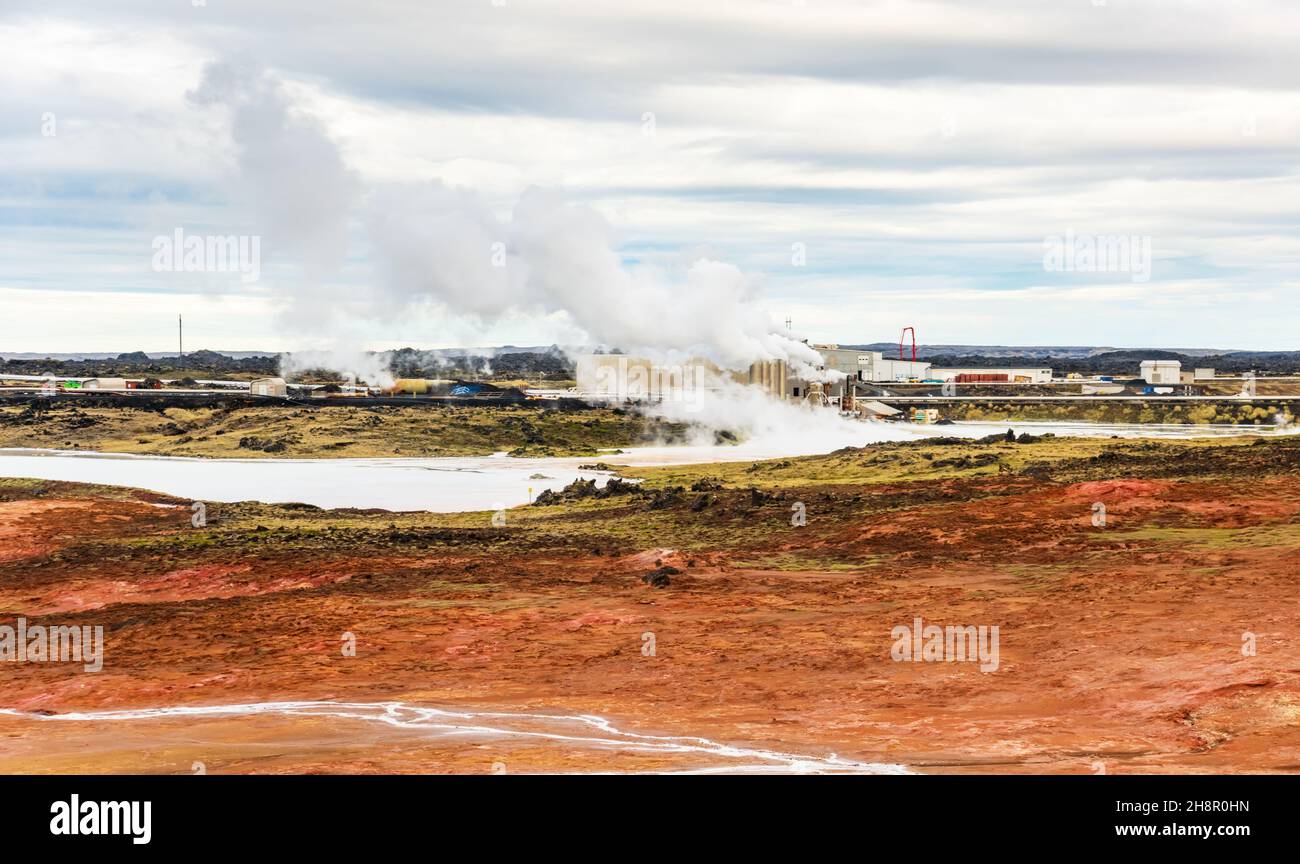 Centrale geotermica Gunnuhver Hot Springs Reykjanes penisola Islanda Foto Stock