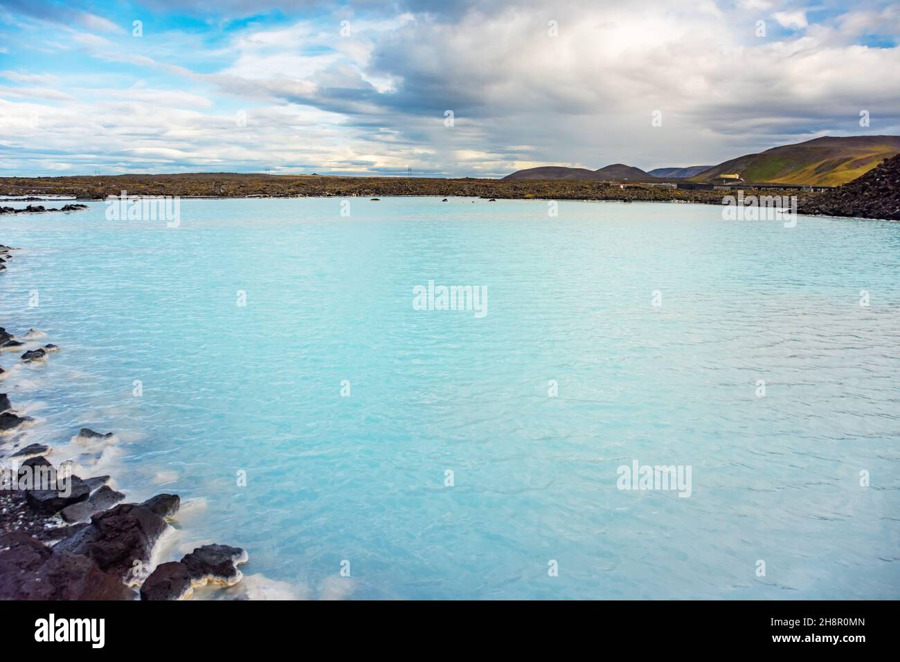 Blue Lagoon resort naturale piscina termale vicino Reykjavik, Islanda Foto Stock