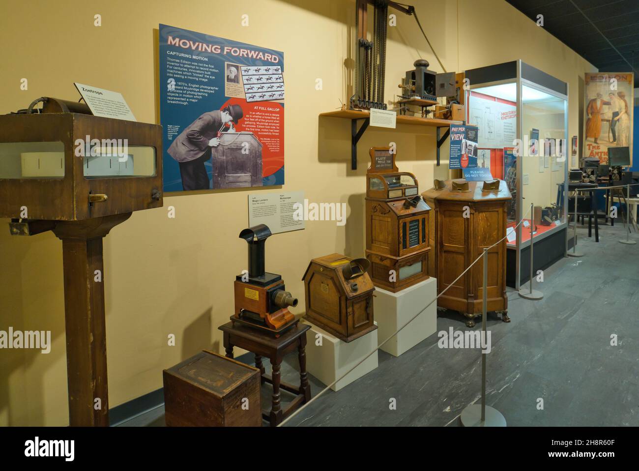 Telecamere antiche al museo Edison di Fort Myers, Florida Foto Stock