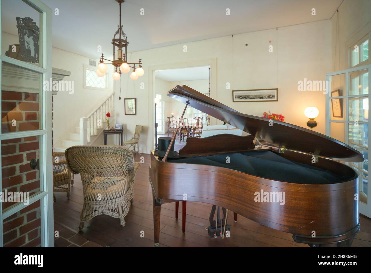 Grand piano room Thomas Edison Estate a Fort Myers, Florida Foto Stock