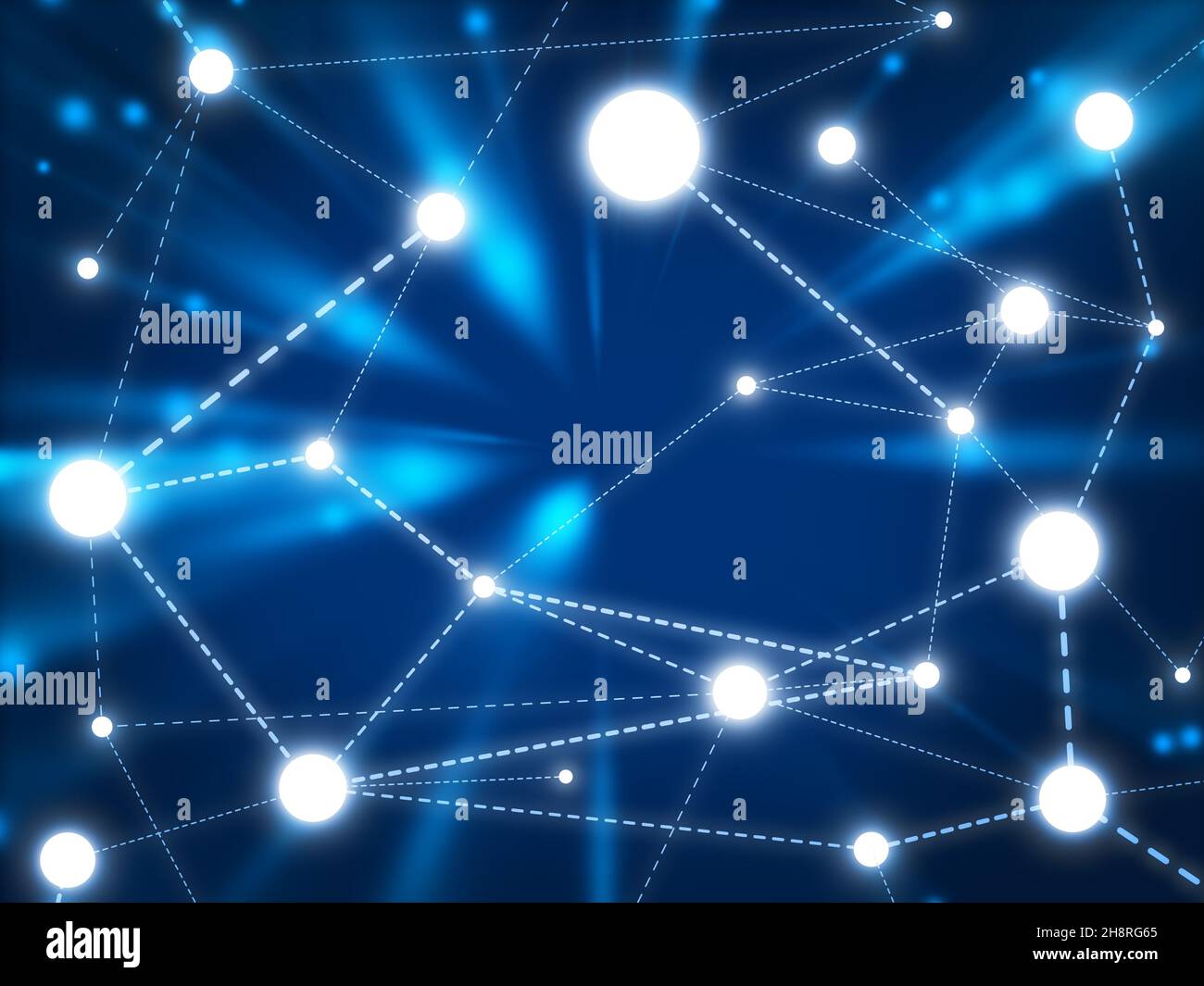 Un'illustrazione di una rete neurale Foto Stock