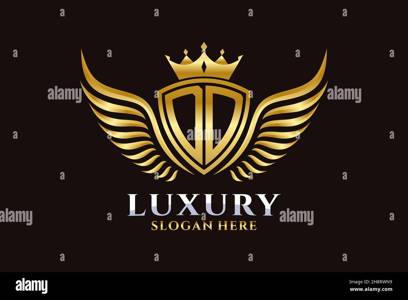 Luxury Royal Wing Letter DD crest Gold color Logo Vector, Victory logo, crest logo, wing logo, Vector logo . Illustrazione Vettoriale