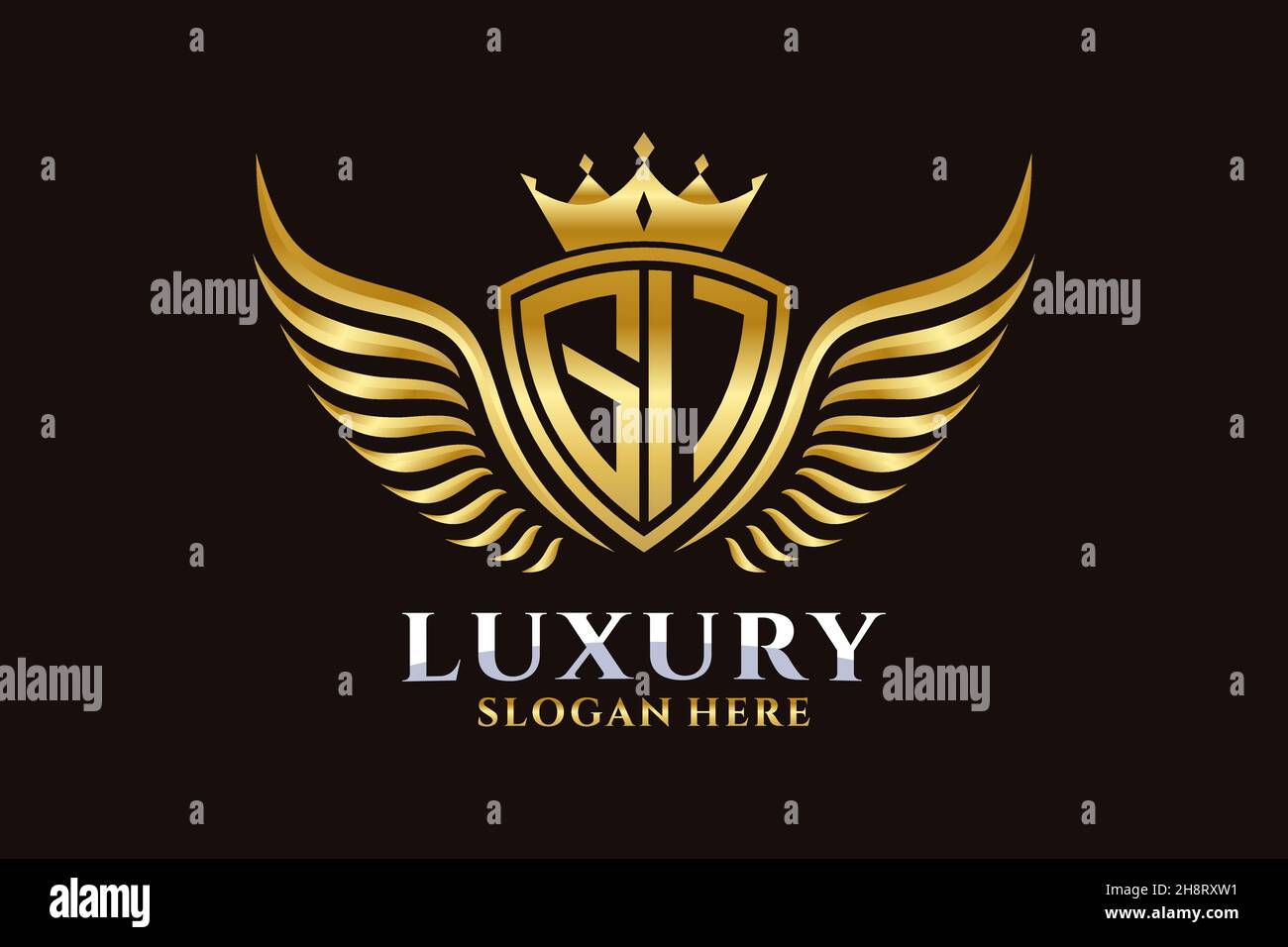Luxury Royal Wing Letter GI crest Gold color Logo vector, Victory logo, crest logo, wing logo, Vector logo . Illustrazione Vettoriale