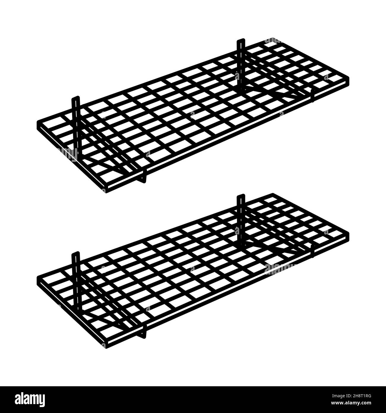 Scaffale per garage montaggio a parete parte di mobili e decorazione casa disegnata a mano icona Set Vector. Illustrazione Vettoriale