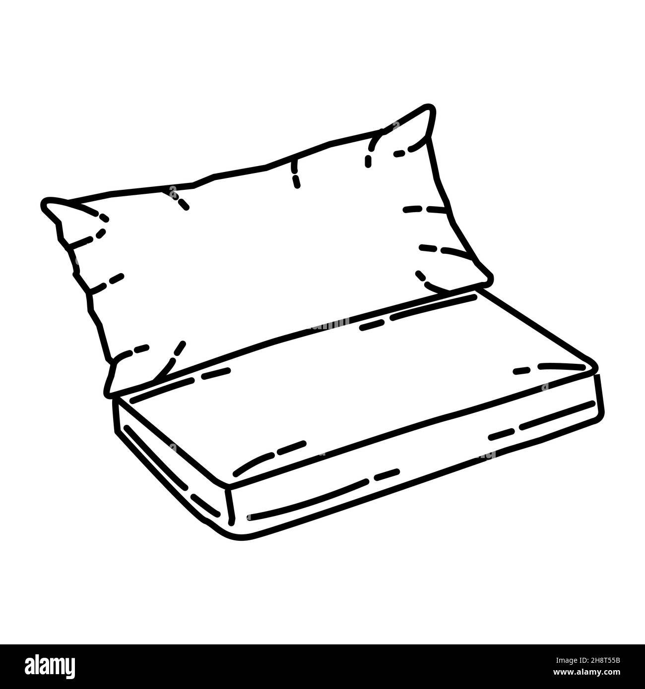 Cuscini da giardino parte di Mobili e Casa interni disegnati a mano icona Set Vector. Illustrazione Vettoriale
