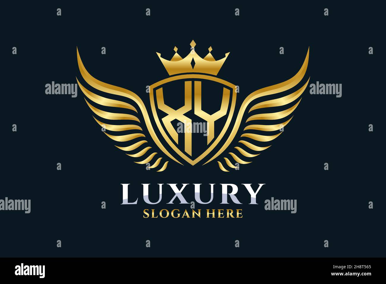 Luxury Royal Wing Letter XY crest Gold color Logo Vector, Victory logo, crest logo, wing logo, Vector logo . Illustrazione Vettoriale