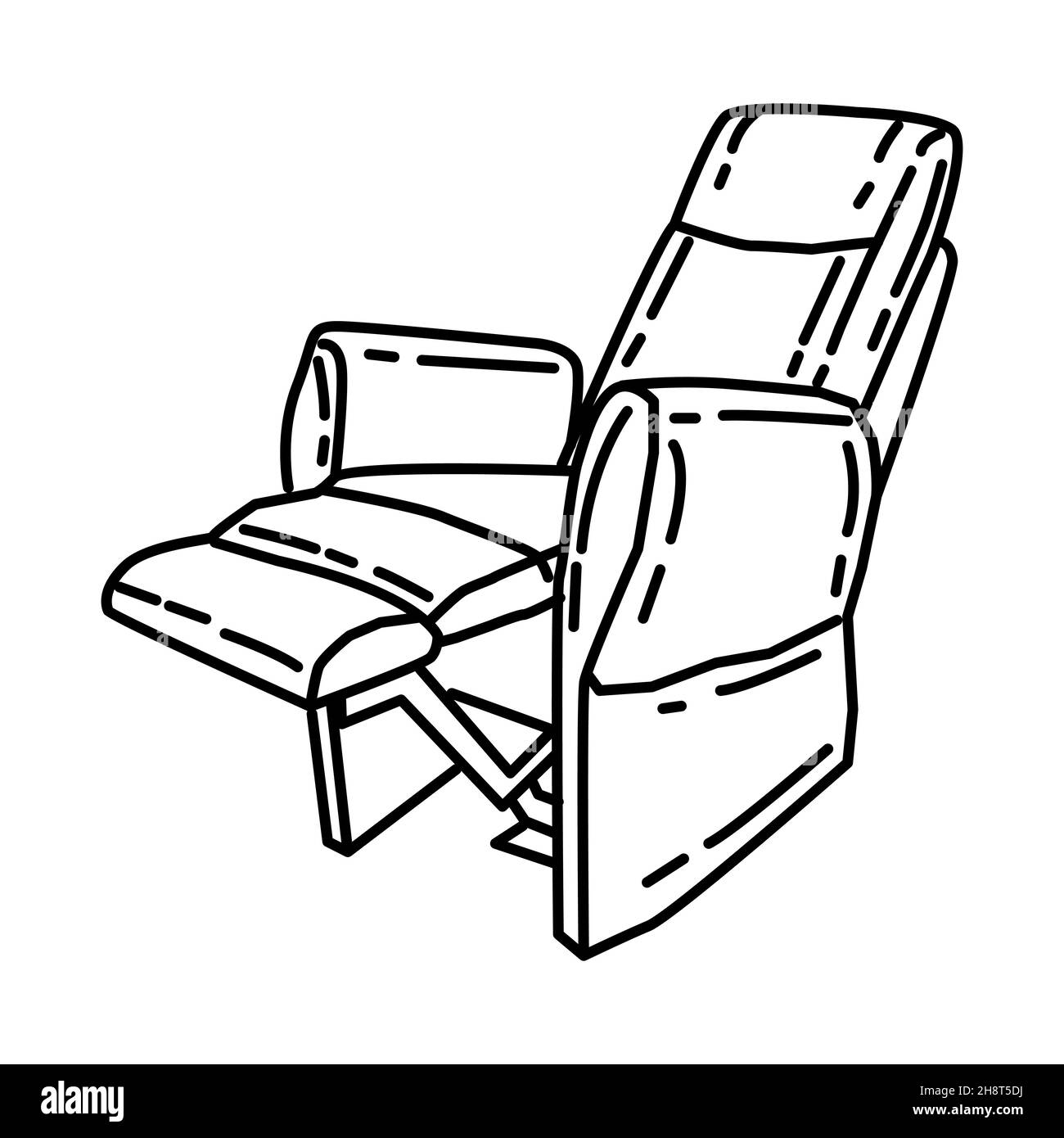 Sedia reclinabile parte di Mobili e Casa interni disegnati a mano icona Set Vector. Illustrazione Vettoriale